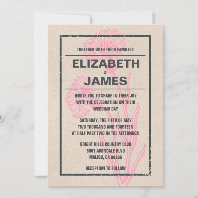 Invitations uniques de mariage vintage (Devant)