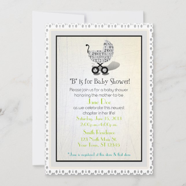 Invitations unisexes de douche de voiture d'enfant (Devant)