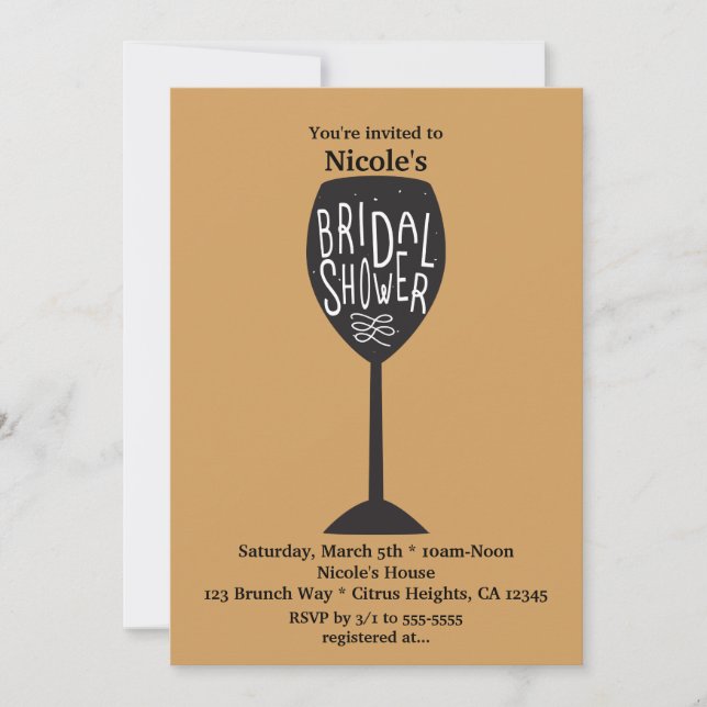 Invitations VERRE À VIN DE MARIAGE TOUTE COULEUR (Devant)