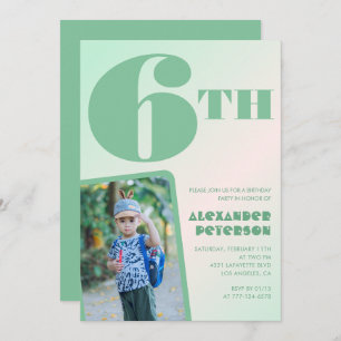 Invitations vertes de 6e anniversaire Photo coloré