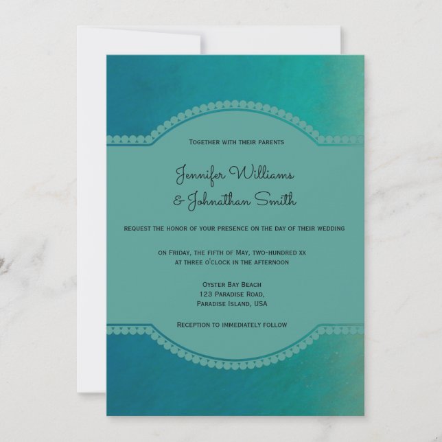 Invitations vertes de mariage de destination de (Devant)