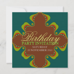 Invitations vertes orientales d'anniversaire de