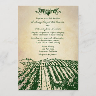 Invitations vertes toscanes de mariage de vignoble