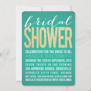 Invitations verts de partie de douche de parties