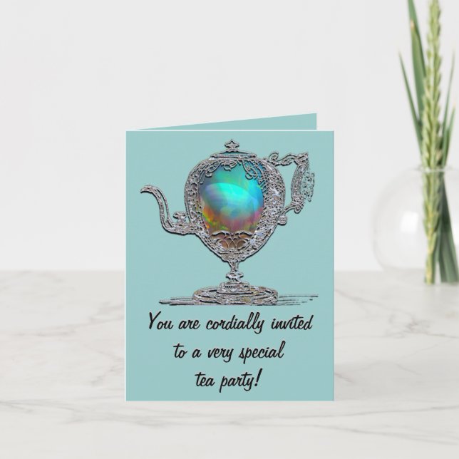 Invitations Victorian Teapot Party (Devant)