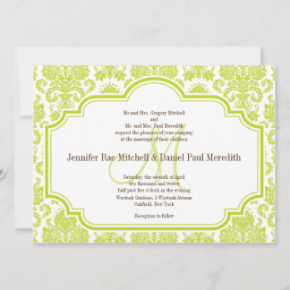 Invitations vintage Chartreuse Mariage damassé