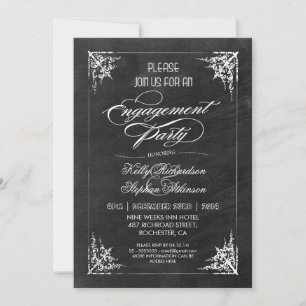 Invitations vintage de partie d'engagement du tabl