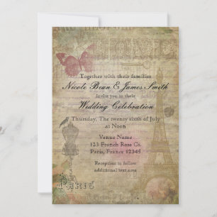 Invitations vintage Paris Chic Wedding Party
