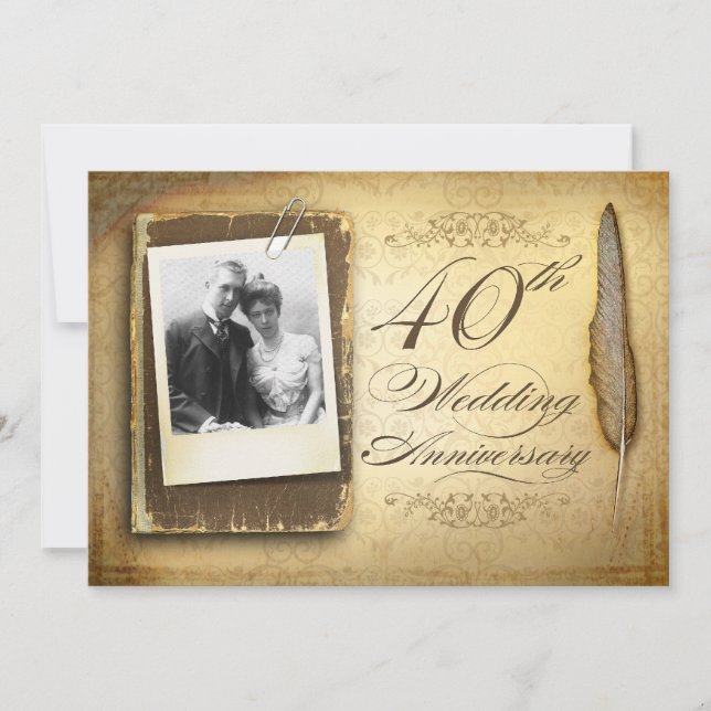 invitations vintage pour les 40 ans de mariage (Devant)