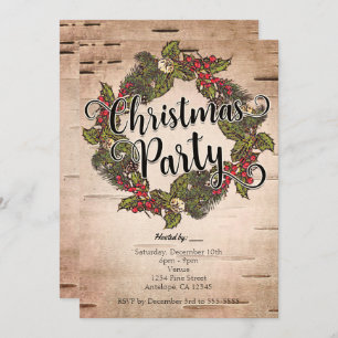 Invitations vintage Rustic Birch Christmas Party