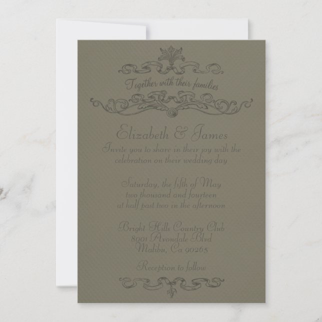Invitations Vintage Wedding De Luxe Simple (Devant)
