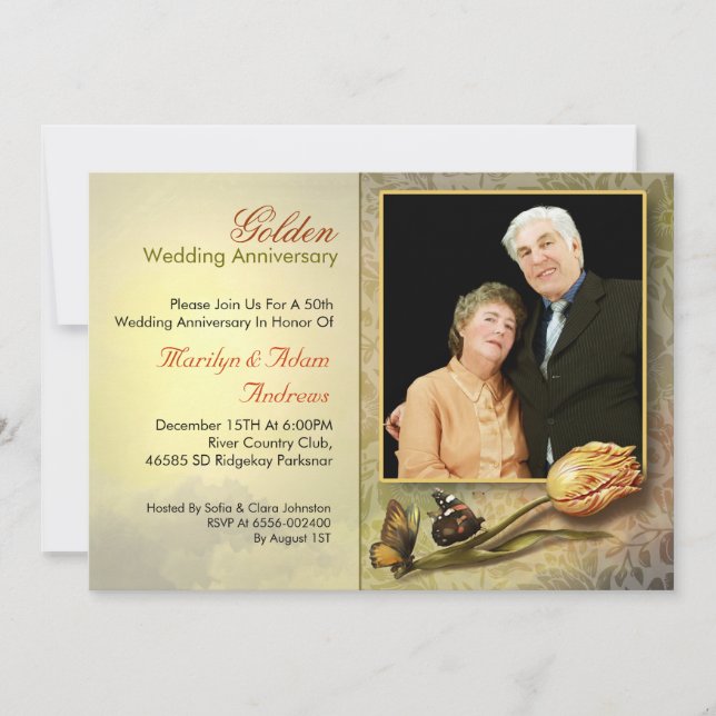 invitations vintages 50e anniversaire mariage (Devant)
