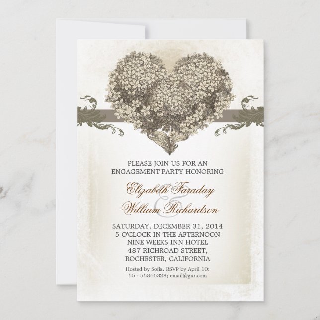 invitations vintages à des parties à l'engagement (Devant)