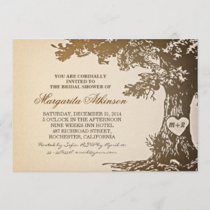 Invitations vintages à la douche nuptiale de chêne