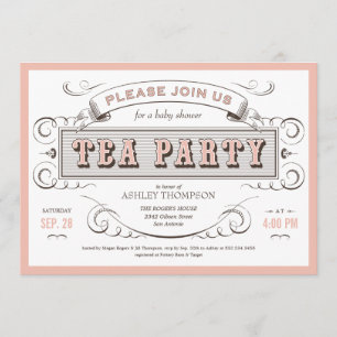 Invitations vintages à Tea Party
