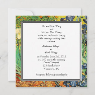Invitations vintages à un mariage floral Van Gogh,