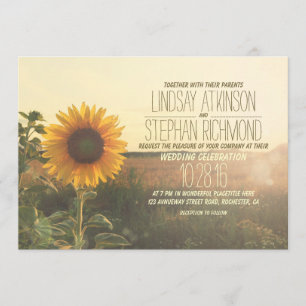 Invitations vintages au mariage de tournesol