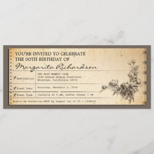 invitations vintages aux billets d'anniversaire