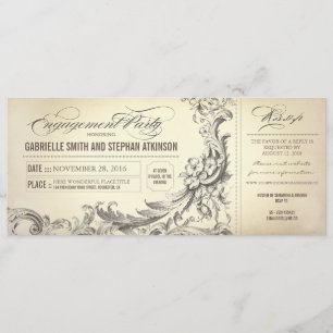 invitations vintages aux tickets de partie fififif