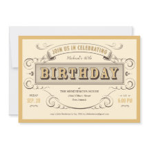 Invitations vintages classiques d'anniversaire
