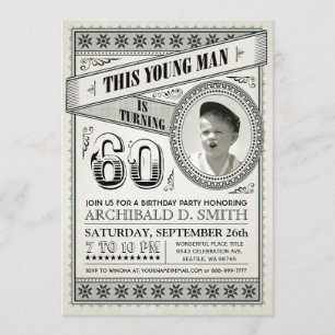 Invitations vintages d'anniversaire d'étape