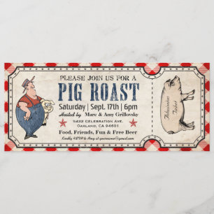 Invitations Vintages de billets rôtis au porc