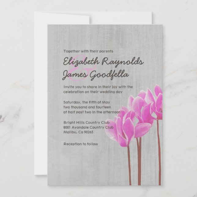 Invitations Vintages de Cyclamen Wedding (Devant)