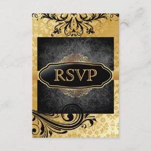 Invitations Vintages De Défilement Or Rsvp