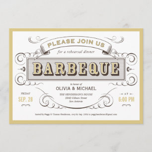 Invitations vintages de dîner de répétition de BBQ
