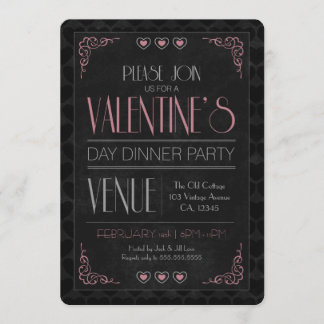 Invitations vintages de dîner de Saint-Valentin