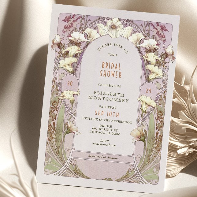 Invitations vintages de douche nuptiale Art Nouvea (Créateur téléchargé)