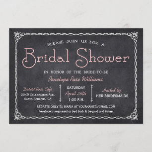 Invitations vintages de douche nuptiale Chalkboard