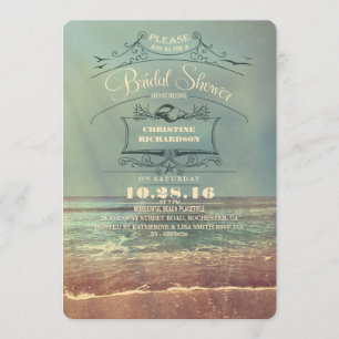 Invitations vintages de douche nuptiale de plage