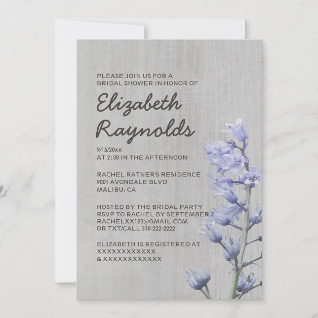 Invitations vintages de Fête de la mariée de (Devant)