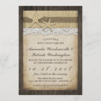 Invitations Vintages de mariage à la plage de Star