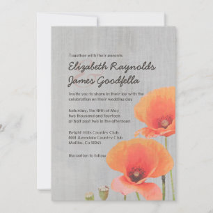 Invitations vintages de mariage avec le pavot