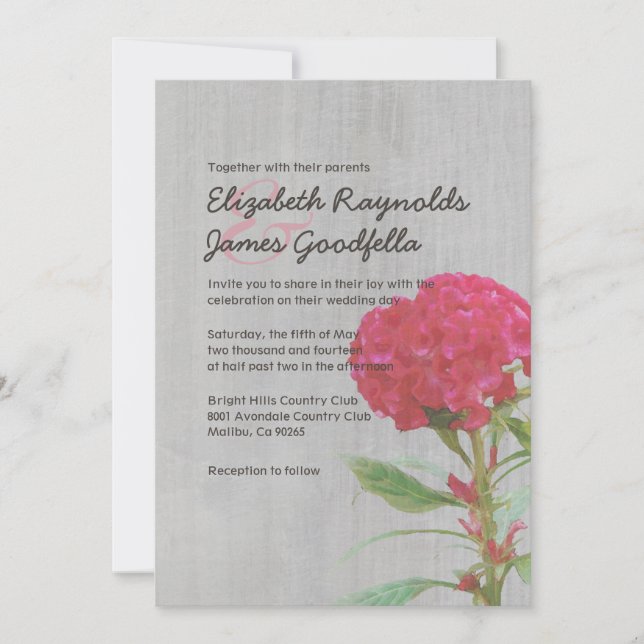 Invitations Vintages de mariage Cockscomb (Devant)