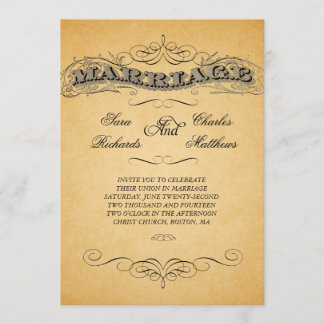 Invitations vintages de mariage de damassé noire
