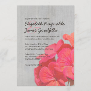 Invitations vintages de mariage de géranium