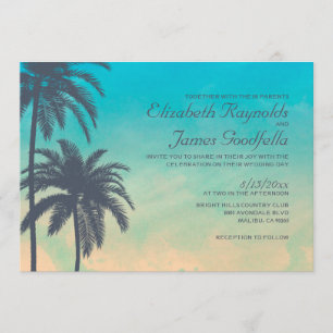Invitations vintages de mariage de palmier
