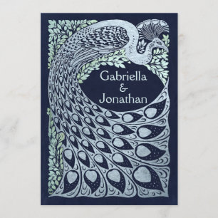 Invitations vintages de mariage de paon