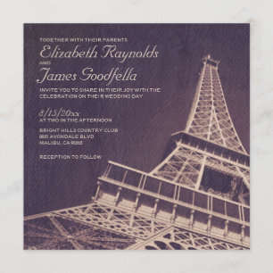 Invitations vintages de mariage de Paris