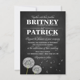 Invitations vintages de mariage de pissenlit de