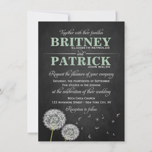 Invitations vintages de mariage de pissenlit de (Devant)