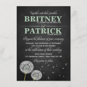 Invitations vintages de mariage de pissenlit de