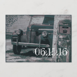 Invitations vintages de mariage de pompe à gaz de