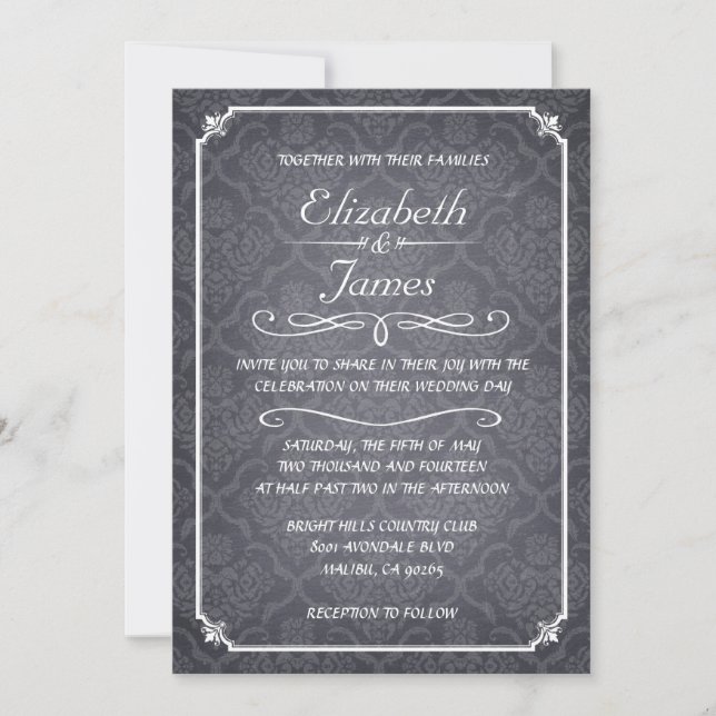 Invitations vintages de mariage de tableau de (Devant)