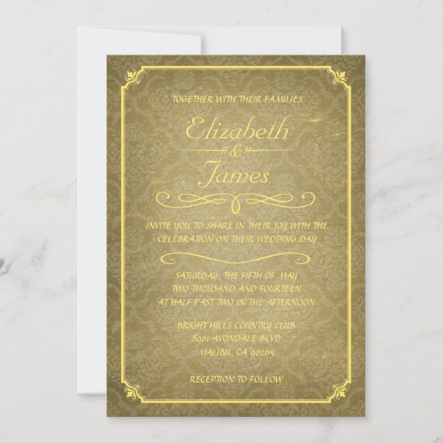 Invitations vintages de mariage de tableau de (Devant)