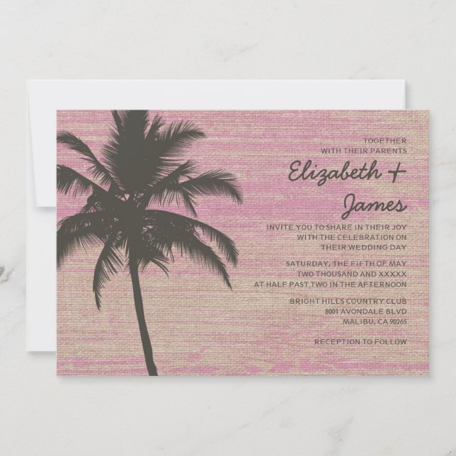 Invitations vintages de mariage de toile de jute (Devant)