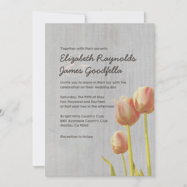 Invitations vintages de mariage de tulipe (Devant)